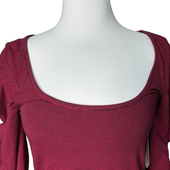 Free People Long Sleeve Puff Shoulder Cotton Top Size Small - Picture 4 of 8